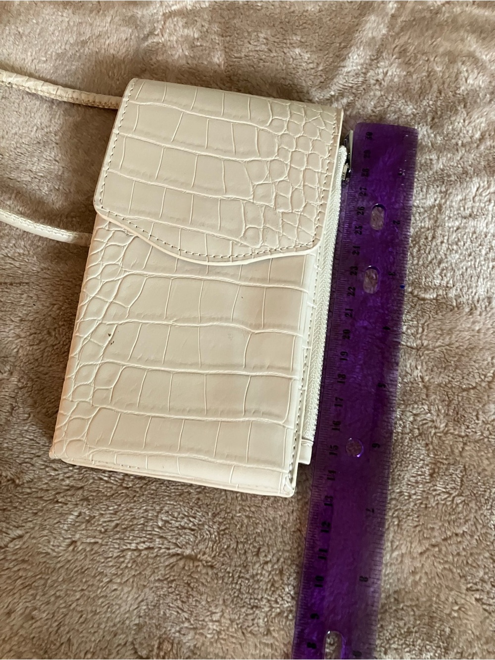 a new day Cream Croc-Embossed Crossbody Wallet